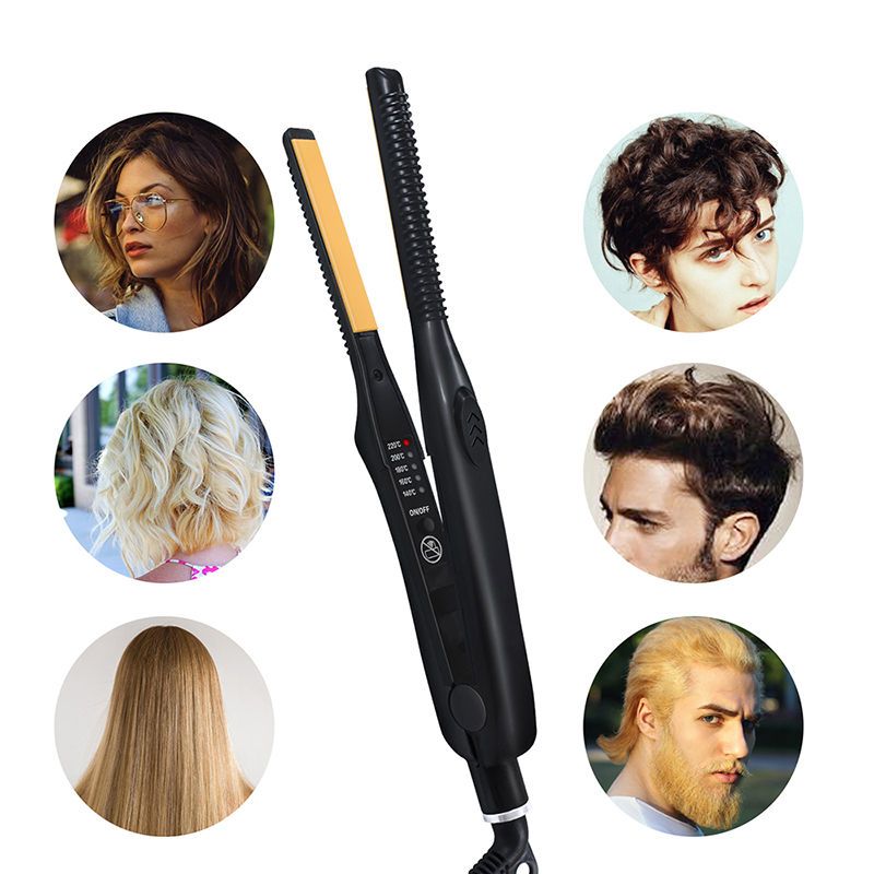 Mini piastra per capelli Teddy Wave, piastra per capelli sottile, ferro arricciacapelli professionale in titanio per capelli corti_voghion.com