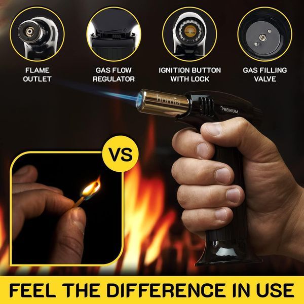 Butane Torch Refillable Kitchen Torch Lighter Adjustable Flame For Smokers Smoking Guns With Wood Chips Bag Included Fit All Butane Tanks With Adapt_voghion.com