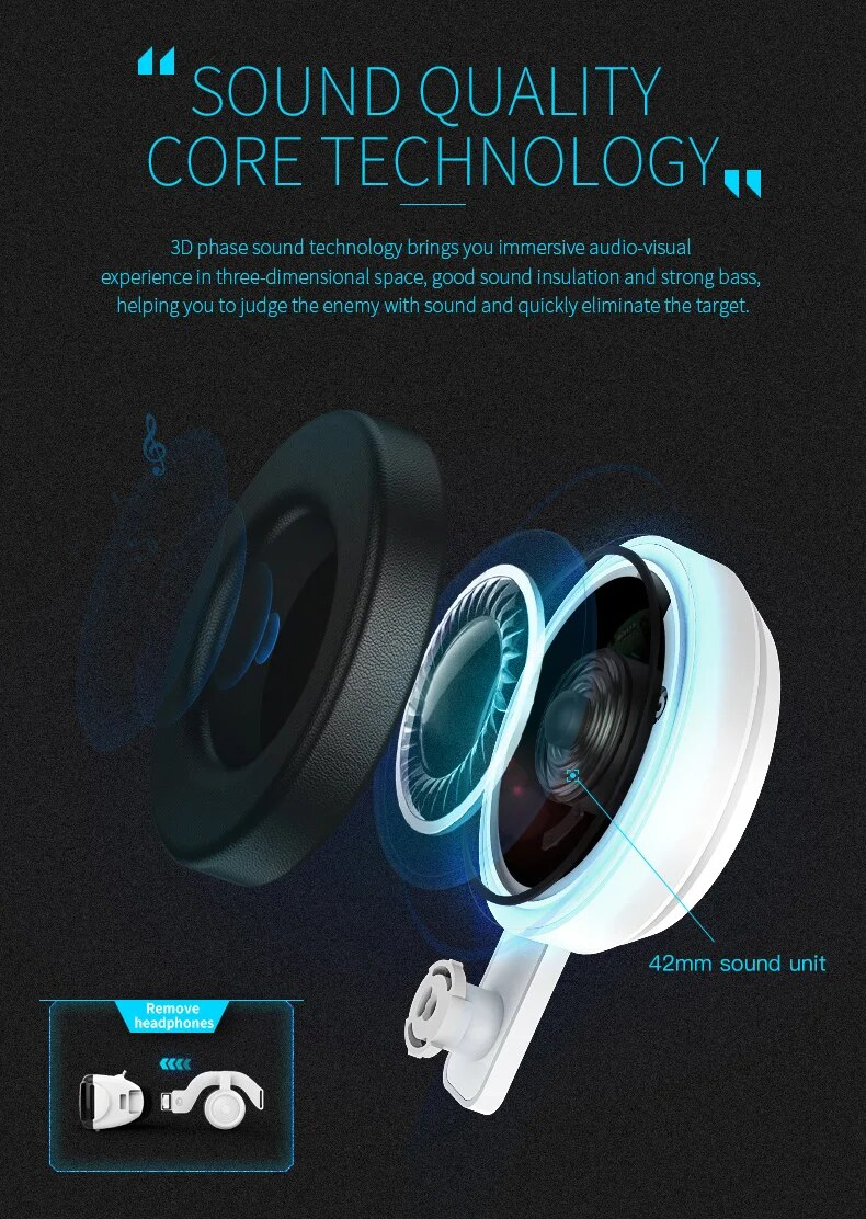 Shinecon 3D VR-briller Virtual Reality Viar Goggles Headset-enheder Smart hjelmlinser til mobiltelefon Mobil_voghion.com