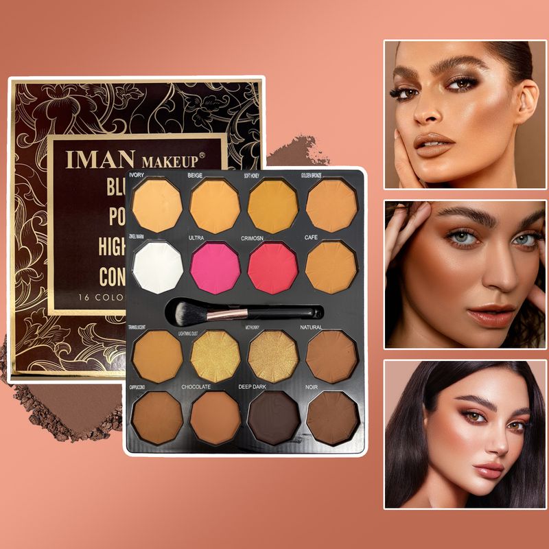【MICOLOR】Nuova palette di trucco per il contorno occhi da 16 colori, correttore, illuminante e in polvere, tonalità terra_voghion.com