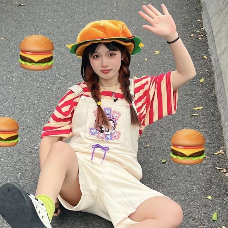 Foto di cappello da hamburger, divertente e carino, cartone animato, ragazza, cappello da hamburger_voghion.com