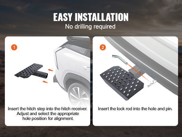 VEVOR Hitch Step For 2" Receiver Universal Trailer Tow Rear Bumper Guard Steel_voghion.com