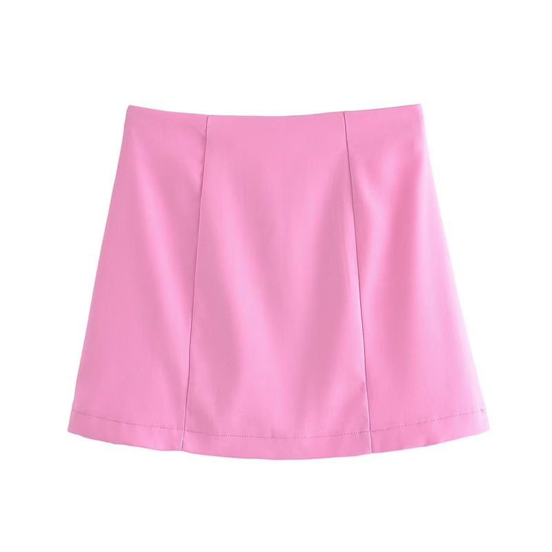 Conjunto de blazer curto feminino ZA com gola + minissaia larga plissada_voghion.com