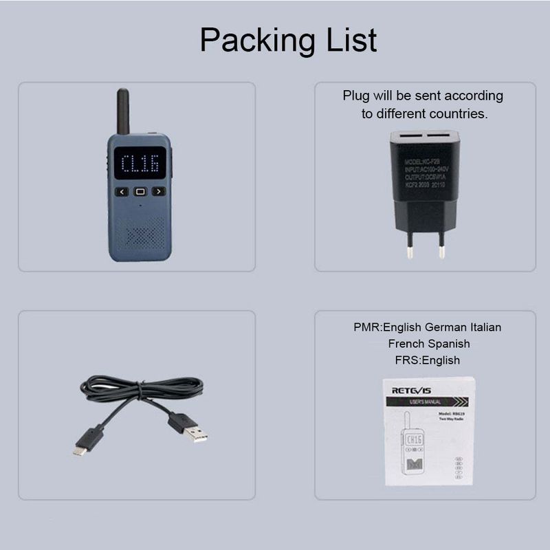 Walkie Talkie Mini Retevis USB Type C Phone RB619 PMR 446 Walkie-Talkies 2 Pcs Two-way Radio Portable Radio PTT Hotel_voghion.com