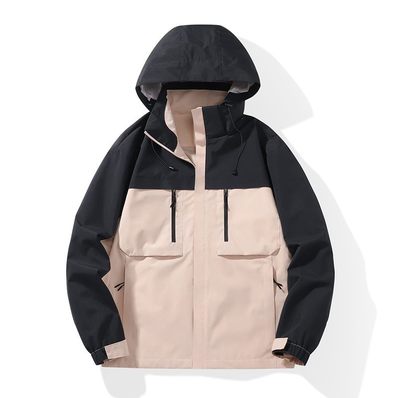 Zweiteiliges Set Fleece-gefüttert Frühling und Herbst Neue wasserdichte winddichte Outdoor 3-in-1 Jacke Paar_voghion.com