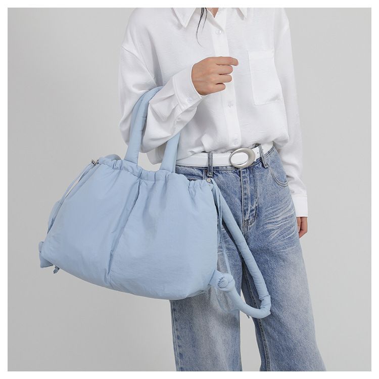 New style portable down cotton bag winter versatile fashion shoulder messenger bag multifunctional pleated casual backpack_voghion.com