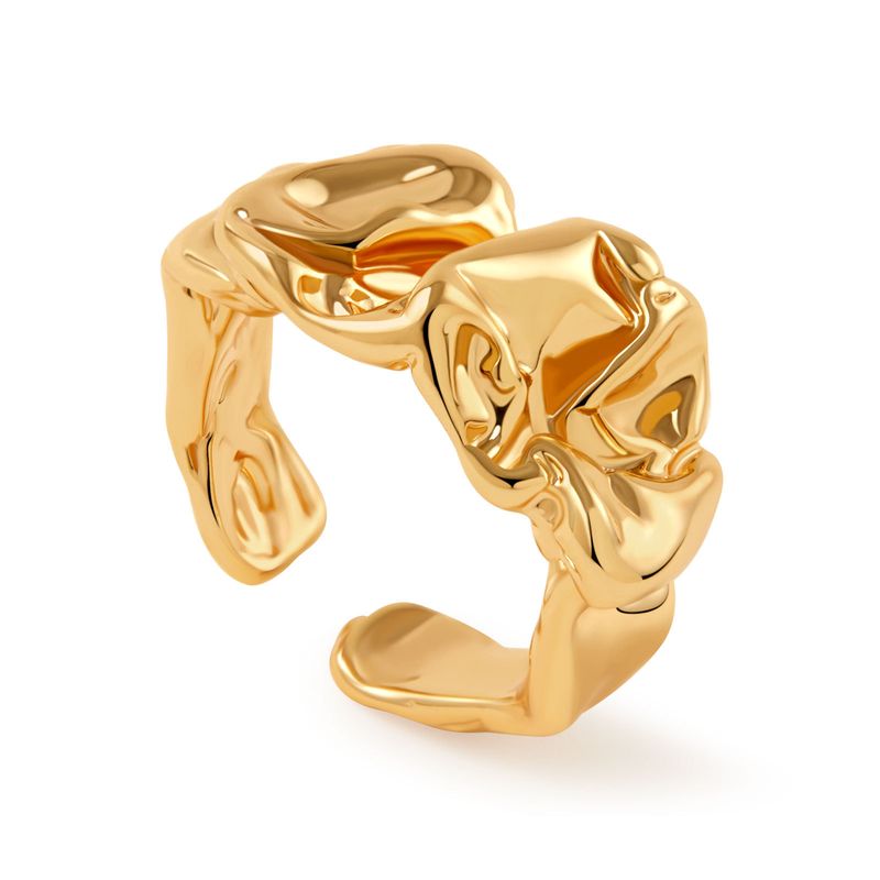 Heavy metal color preserving love ring copper plated with K real gold stacking fashion irregular texture retro ring_voghion.com