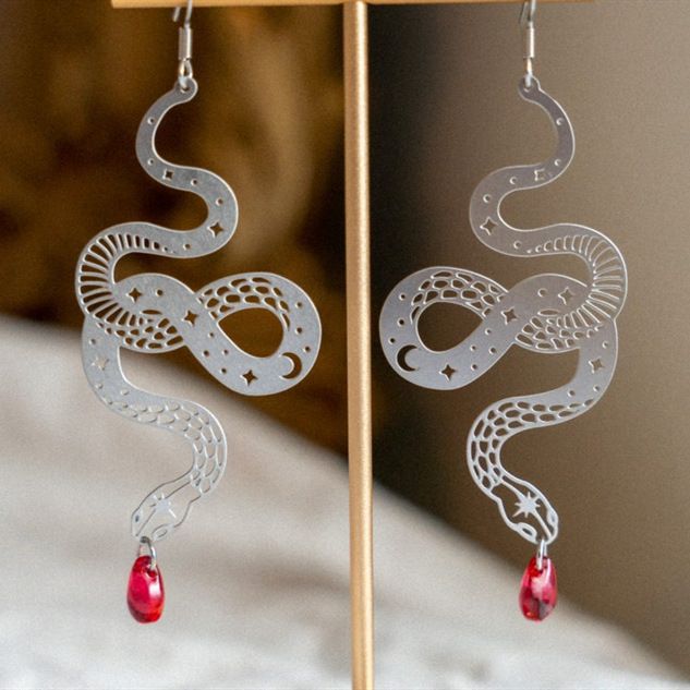 Earrings Blood Venom Ruby Snake Earrings_voghion.com