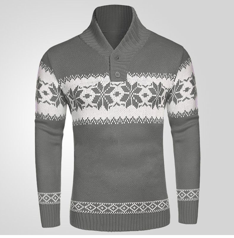 Herren Weihnachtspullover Strickpullover Langarm V-Ausschnitt Pullover Winter Warm Rollkragen Casual Streetwear Fashion_voghion.com