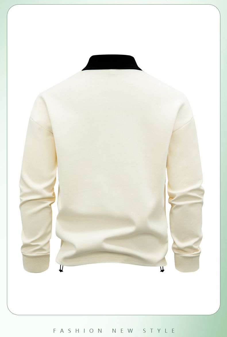 Herren-Sweatshirt mit Reißverschluss – Koreanisch inspirierter Oversize-Pullover mit Stehkragen (Schwarz/Marineblau/Beige/Grau)_voghion.com