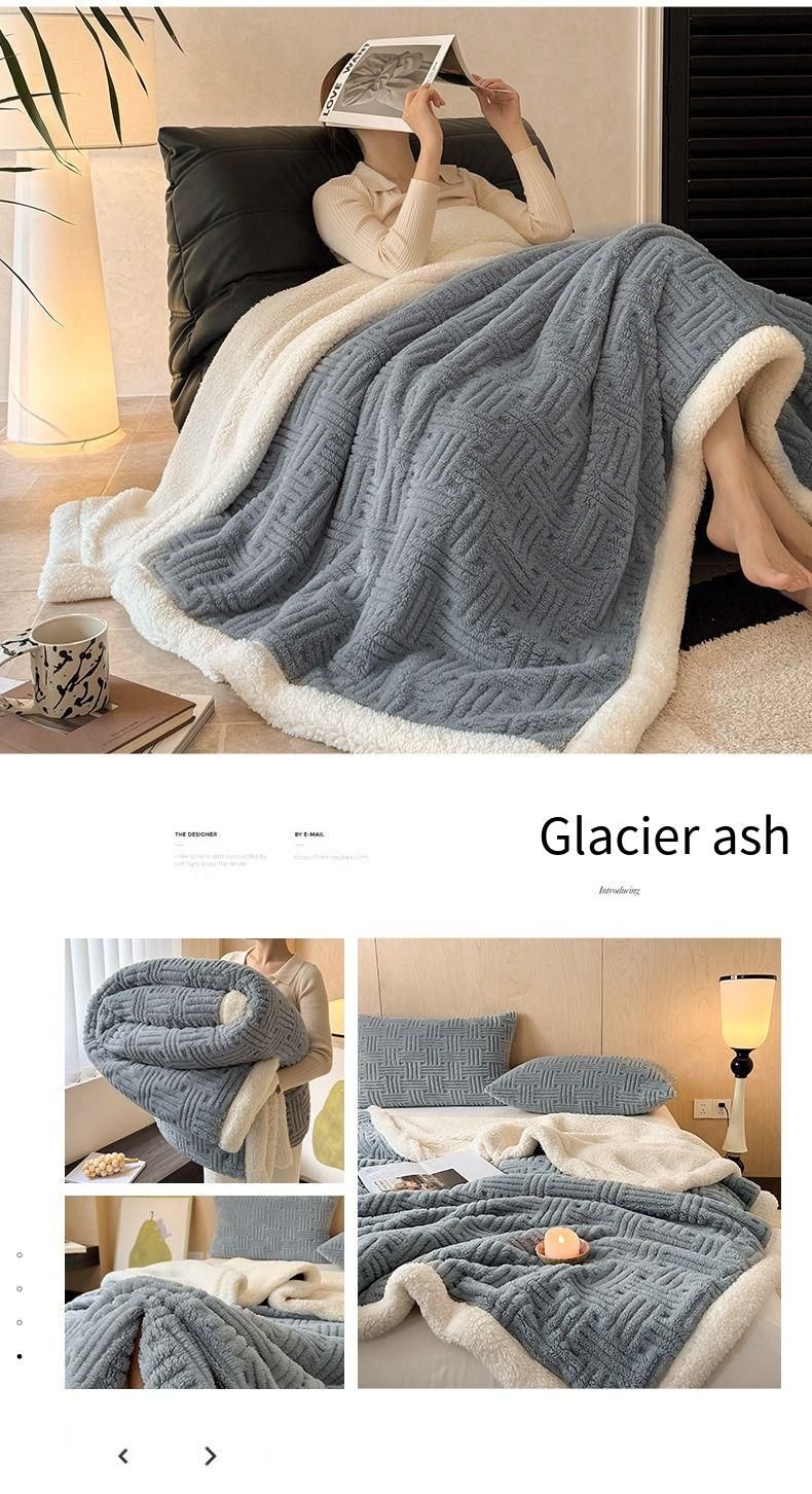 2025 New Jacquard Shu Cotton Wool Lamb Wool Blanket Gift Thickened Blanket_voghion.com