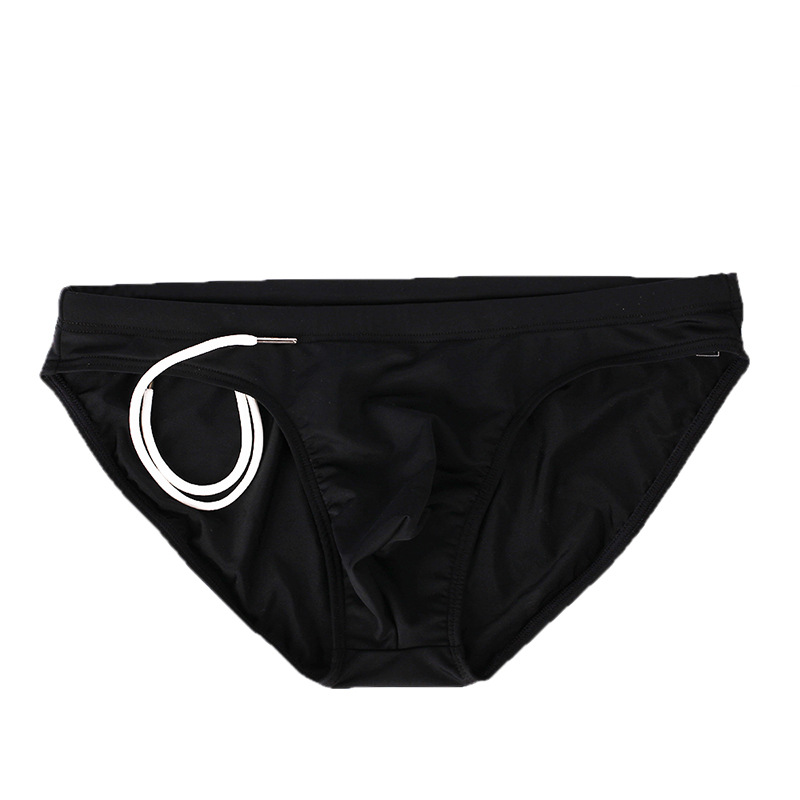 White underpants nylon elastic high quality men's briefs high-grade tethered triangle swim trunks_voghion.com