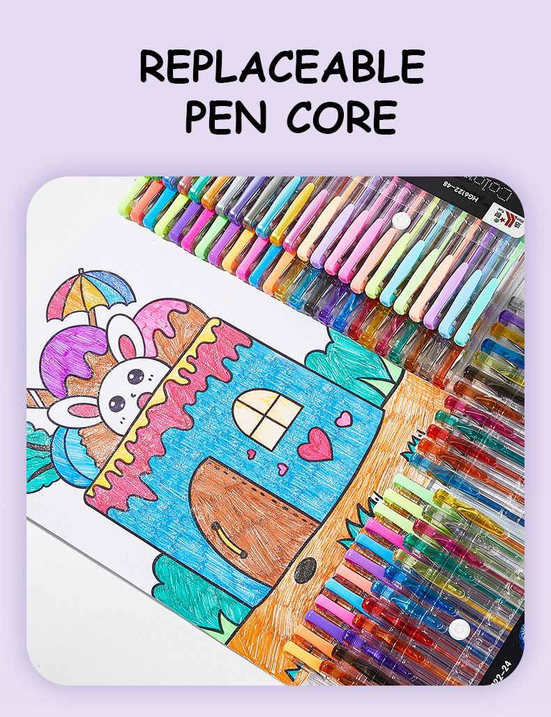 48-Color Glitter Gel Pen Set For Students, Artists & Note-Taking – Vibrant Shimmer, Fluorescent & Metallic Ink – 1.0mm Fine Tip_voghion.com