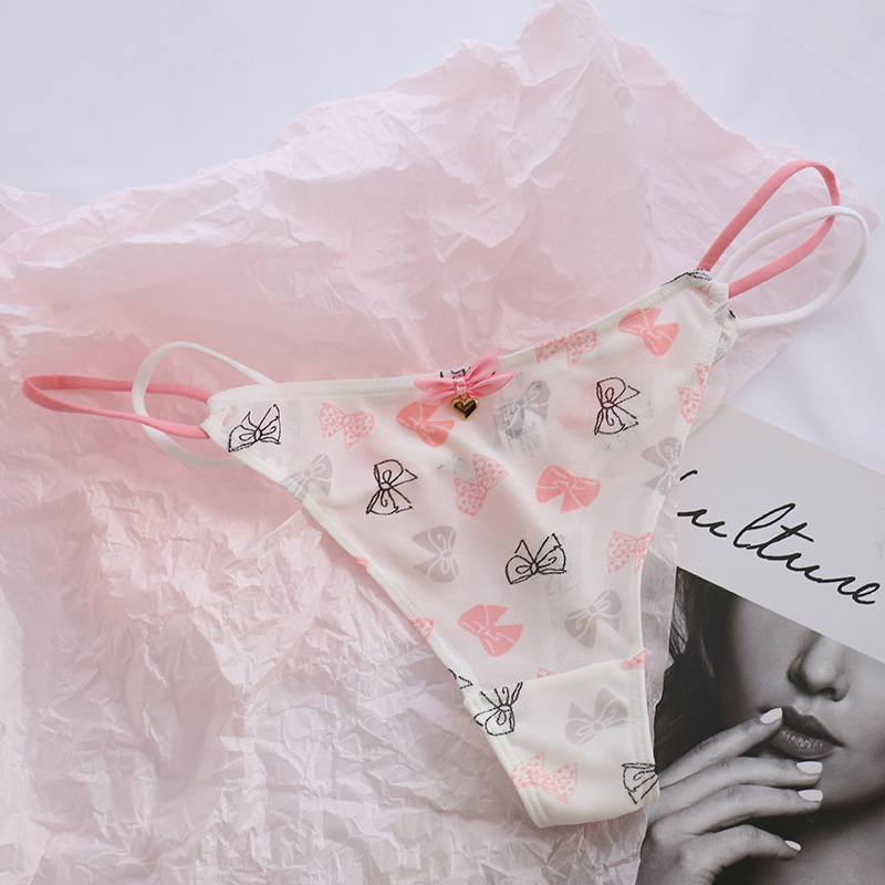 Schattige Meisjes Dames Mesh T-Back T-String Thongs Sexy Slipjes Transparant Aardbei Kers Laag Getailleerd Naadloos Ondergoed_voghion.com