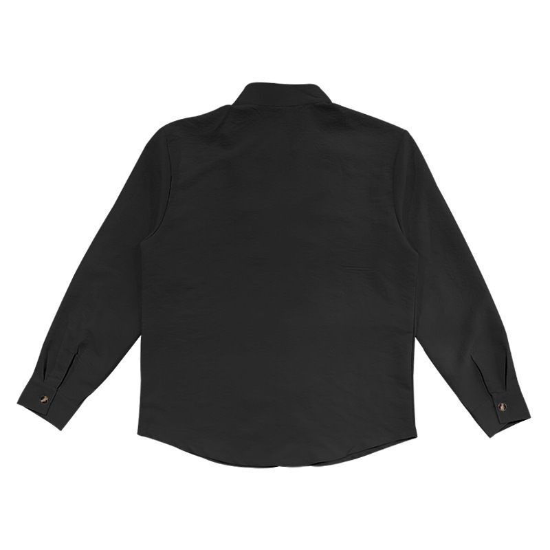 Camicia da uomo casual a maniche lunghe, tinta unita, con colletto alto, traspirante e versatile_voghion.com