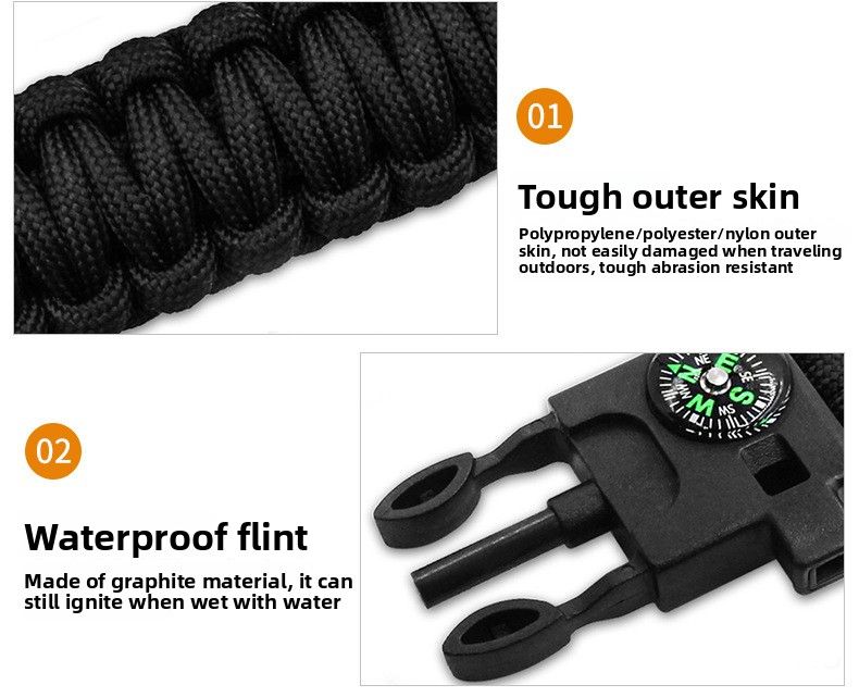 Survival Multifunctional 5-in-1 Outdoor Paracord Camping Adventure Seven-Core Bracelet_voghion.com