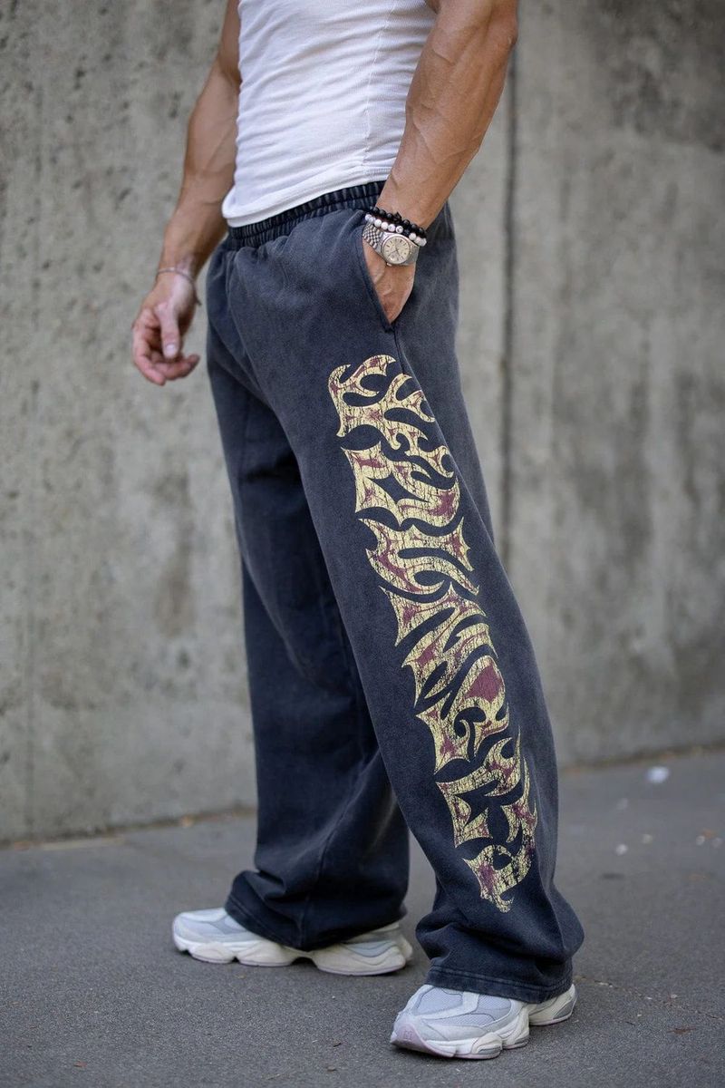 Pantalones deportivos de moda para hombre, para gimnasio, fitness, holgados, rectos, estampados, informales_voghion.com