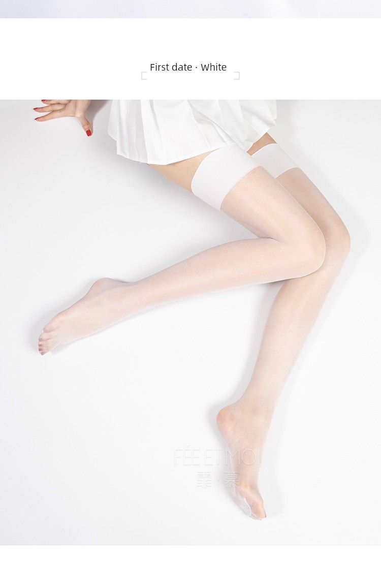Fee Et Moi Overknee-Retro-Strümpfe mit breiter Krempe und Dopamin-Flash-Effekt, Dessous, sexy schwarze Seidenkleidung_voghion.com