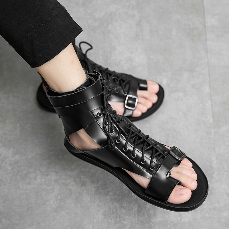 Unschlagbare Qualität 2024 Sommer Stinky Roman Ledersandalen Bequeme und modische tägliche britische Strandschuhe für Männer_voghion.com