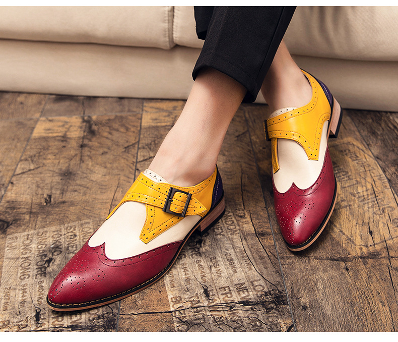 Scarpe derby classiche da uomo d'affari Scarpe da sposa in pelle color block_voghion.com