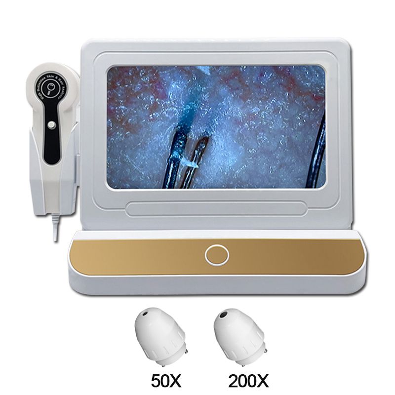 Detector de scalp LCD de 10 inch Microscop digital pentru analizarea pielii de păr pentru testarea foliculilor de păr și lupa de analiză a pielii 50/200X_voghion.com