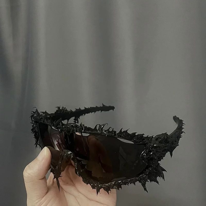 Cross Border New European And American Personality Drop Glue Soft Nail Sunglasses Hip Hop Street Dark Series Men's Cyberpunk Sunglasses_voghion.com