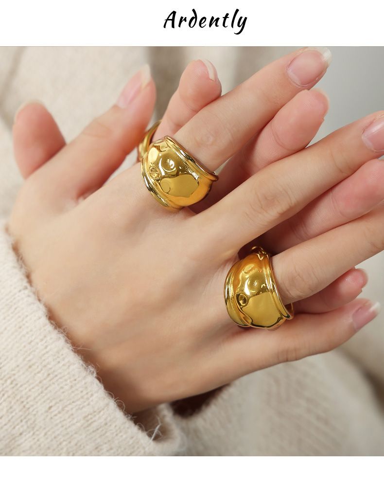 Nischendesign High-End-Ring Mode Vielseitig Titanstahl Vergoldet Persönlichkeit Temperament Offener Ring Schmuck Damen_voghion.com