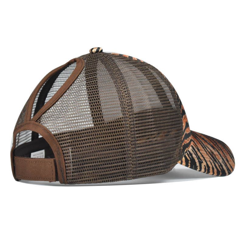 Baseballmütze mit Pferdeschwanz und Leopardenmuster, trendige Netzmütze mit gebogener Krempe, Sonnenhut für Damen im Freien und im Sommer_voghion.com