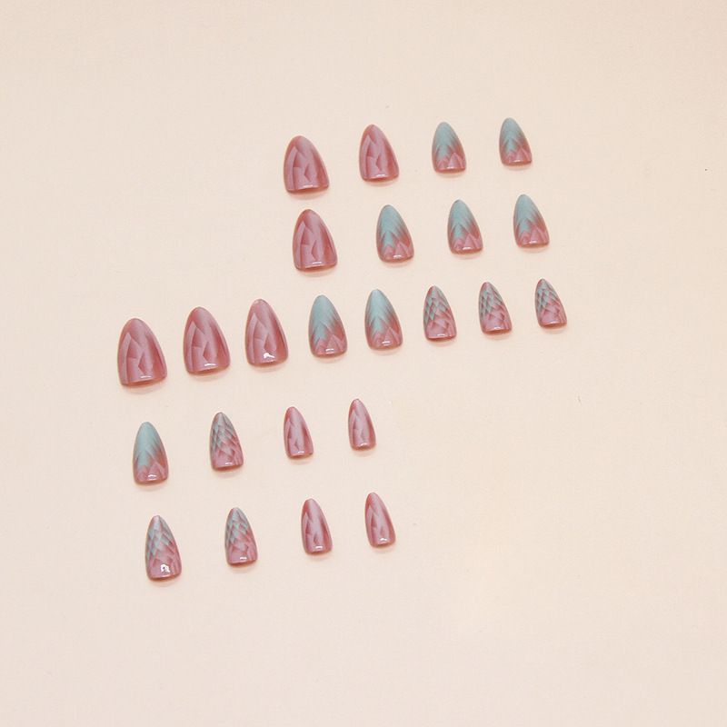 Wearable Detachable Medium Length Almond Nails Gradient Cat Eye Nail Tips 24 Pieces_voghion.com