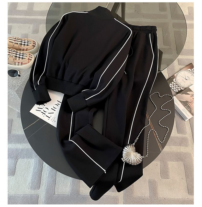 High-End-Mode Stilvolle Sport Casual Sweatshirt Für Frauen Herbst 2026 Neue Hohe Taille Breite-Bein Hosen Zwei-stück Set_voghion.com