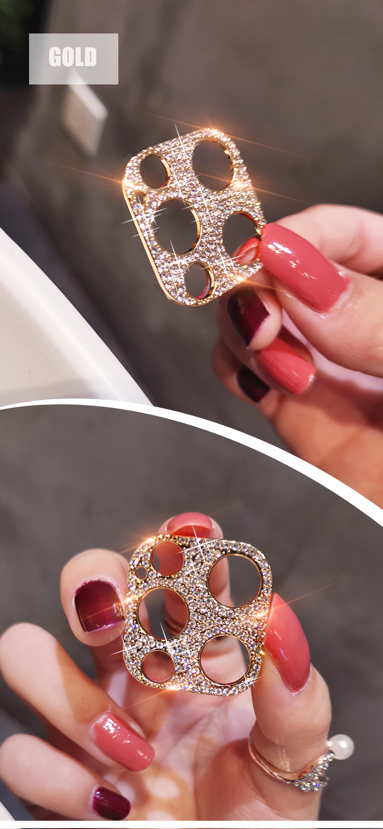 Custodia protettiva per obiettivo della fotocamera con diamante lucido Bling per iPhone 13 12 Mini 11 14 Pro Max Pellicola protettiva per schermo in metallo con strass glitter_voghion.com