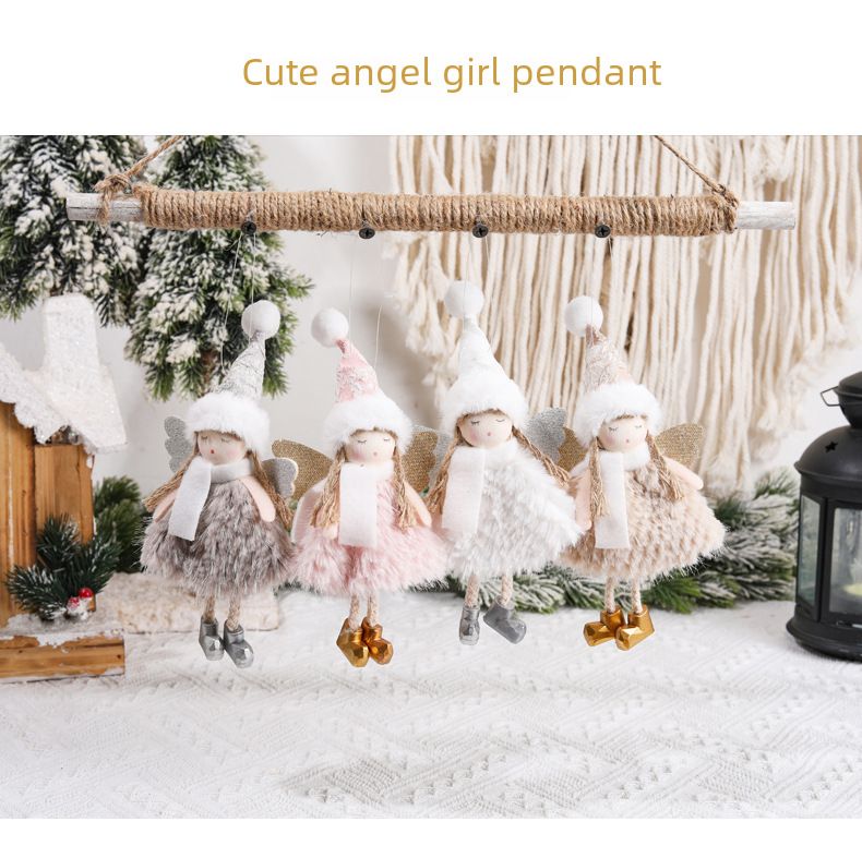 Grenzüberschreitender neuer Weihnachtsbaum, kreativer Anhänger, hängender Weihnachtsschmuck, Jacquardhut, süßes Mädchen, Engel, Baby_voghion.com