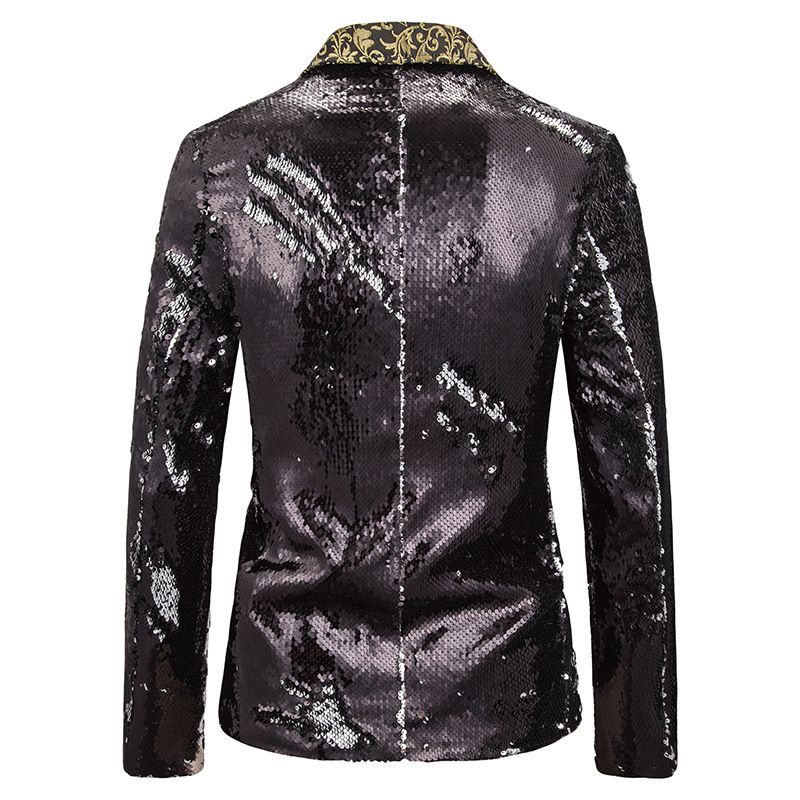 Giacca da uomo in paillettes bicolore autunno e inverno, piccola e comoda, per spettacoli, cantante da discoteca, completo da uomo_voghion.com