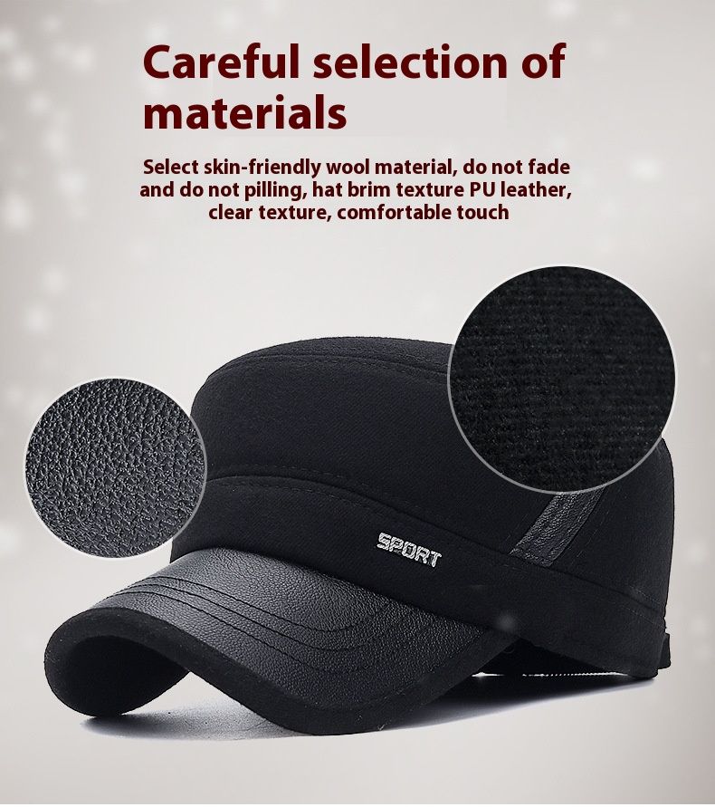 Thickened Winter Proof Ear Protection Cotton Hat For Middle-aged And Elderly Men Riding Bicycles To Keep Warm Flat Top Hat For Winter_voghion.com