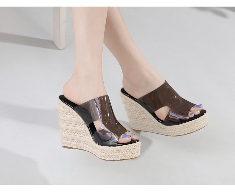 Damenschuhe Sommer Neue Sandalen Keilabsatz Wasserdichte Plateau Sandalen mit dicker Sohle High Heel Seil Römersandalen Große Größe_voghion.com