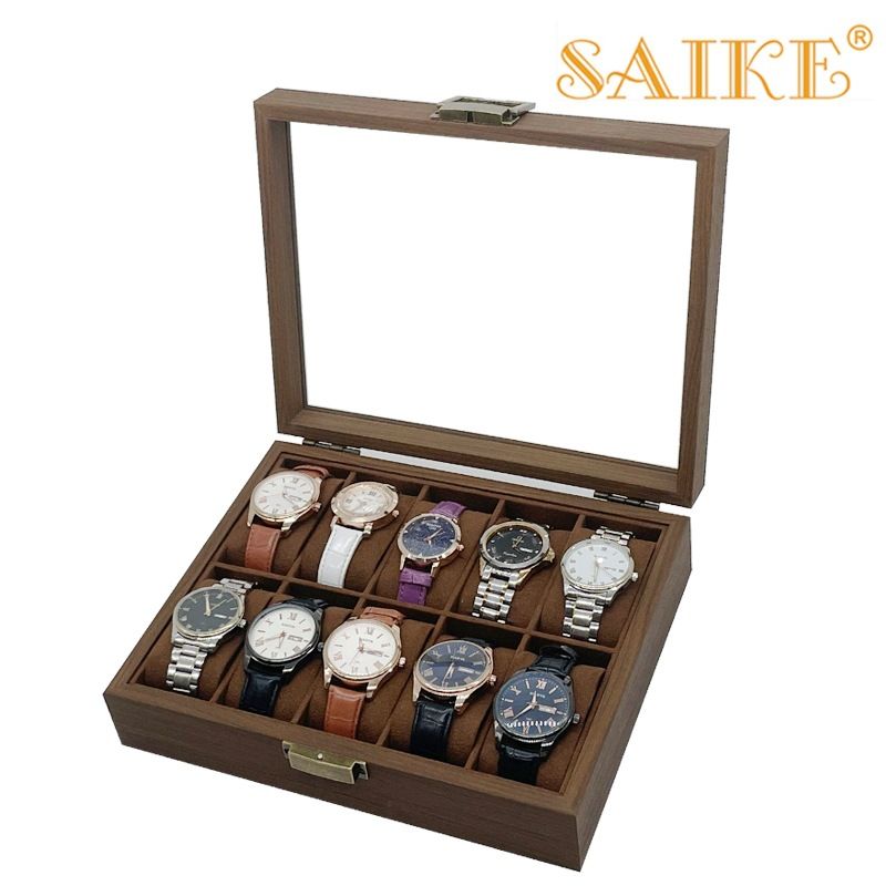 Vintage Walnut Wood Watch Box With 10 Slots - Premium Watch Storage & Display Case For Watch Collectors_voghion.com