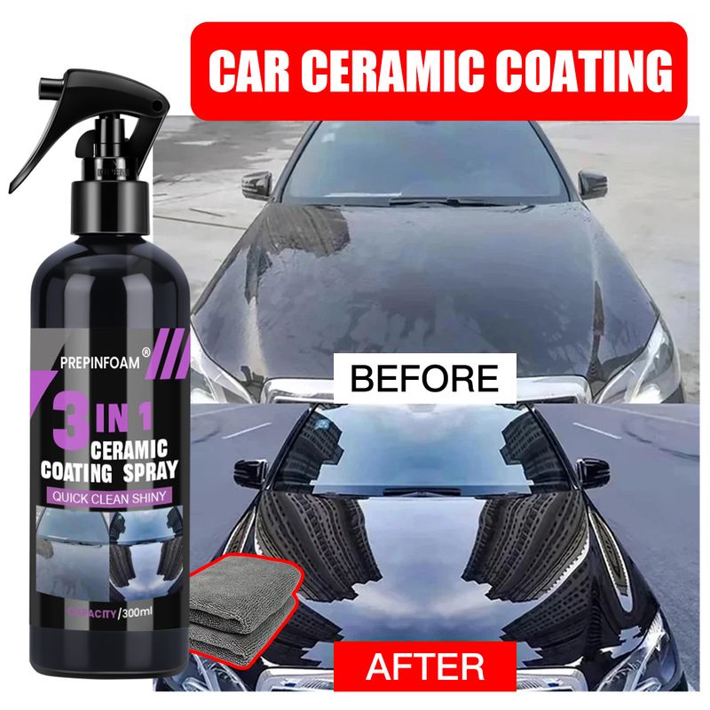 PREPINFOAM 3-in-1 Car Nano Ceramic Quick Paint Spray Wax Crystal Coating Agent_voghion.com