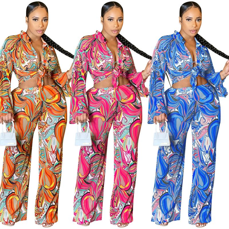 Abbigliamento da donna Abito da donna in tre pezzi a maniche lunghe stampato trasparente in rete sexy_voghion.com