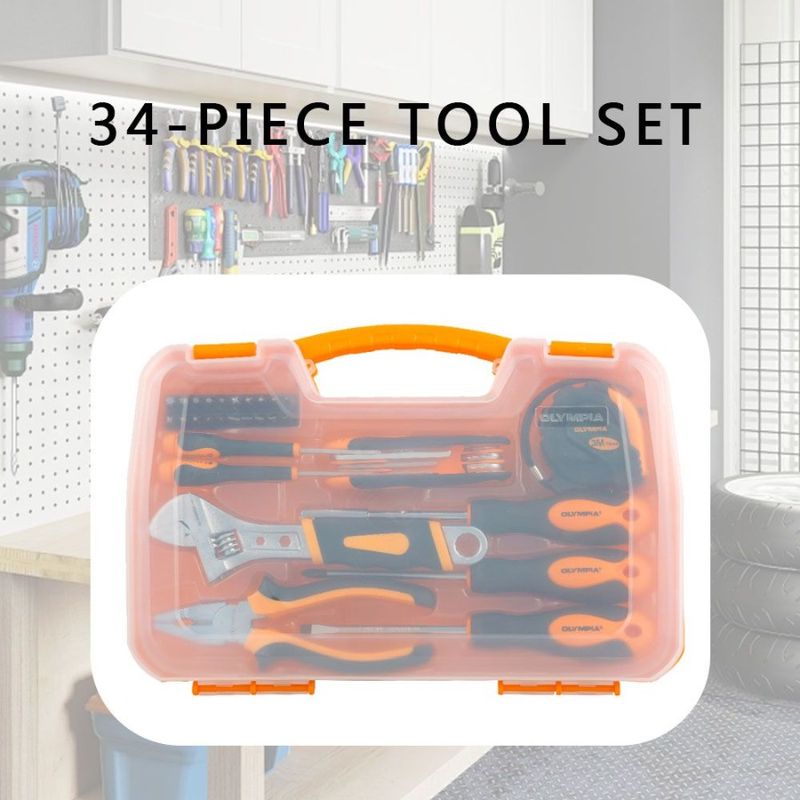 Home Tool Set 34piece Basic Mechanic Tool Set With Tool Box Ideal For Home Repairs Convenient Storage With Individual Container_voghion.com