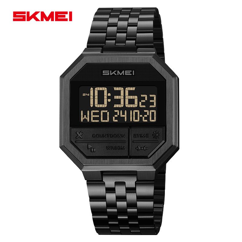 Shimei Metall-Stahlband für Herren, Studenten, wasserdicht, Sport, elektronische Uhr_voghion.com