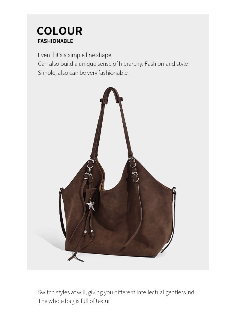 Borsa tote da donna, borsa hobo casual in tessuto di alta qualità, vintage, scamosciata, tracolla regolabile, tracolla a tracolla_voghion.com