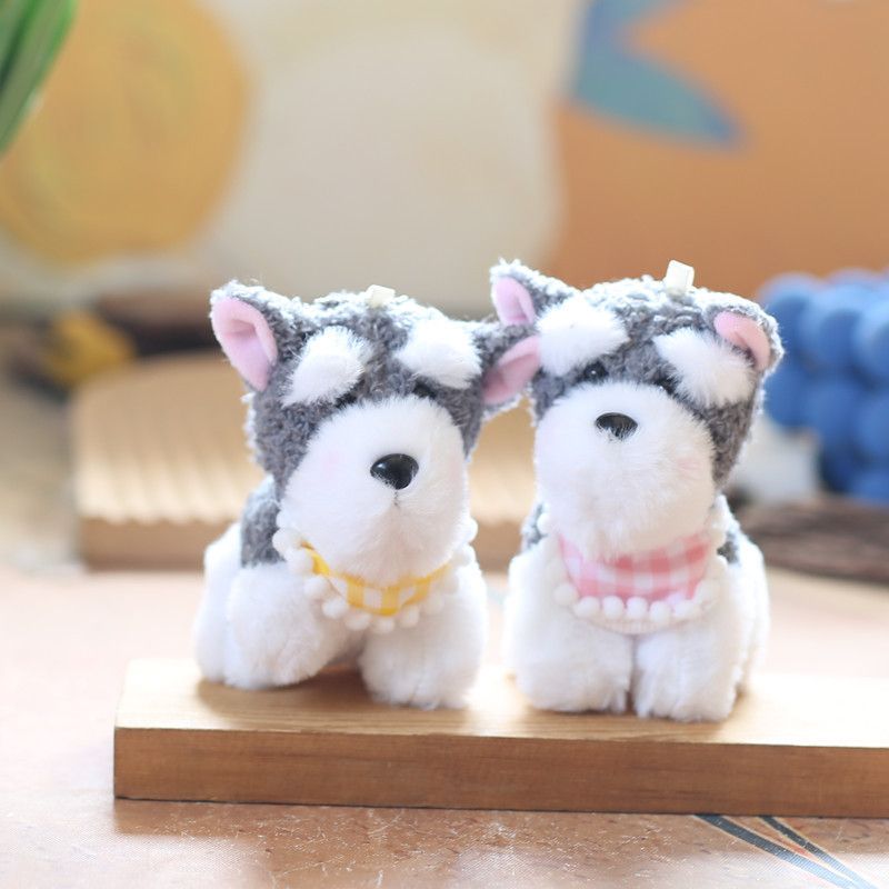 Adorable Schnauzer Keychain Plush Soft Short Plush Cute Dog Bag Charm 12cm_voghion.com