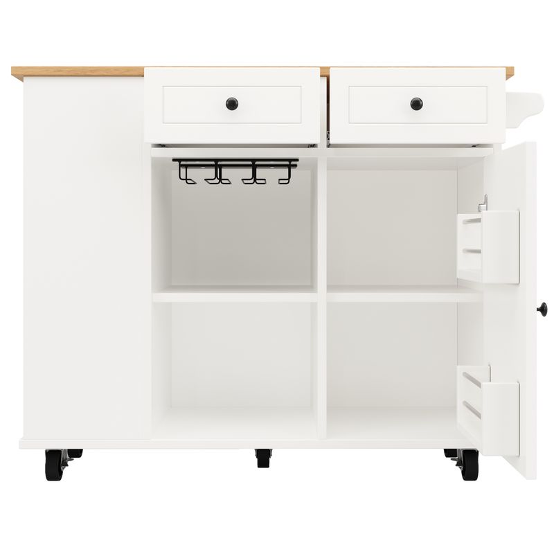 Kücheninsel Mit Trennwänden, Snackhalter, Weinglasregal, Holzmaserung, Weiß_voghion.com