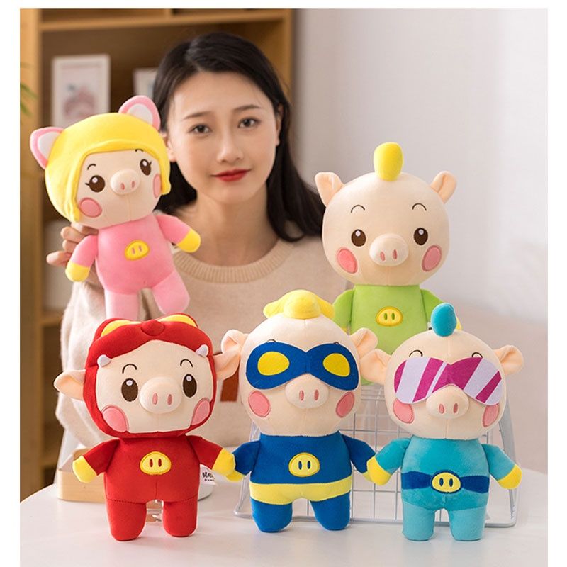 Plüschschweinchen, molliges Heldenspielzeug für Mädchen, niedliche und liebenswerte Puppe im Cartoon-Stil, Stofftier_voghion.com