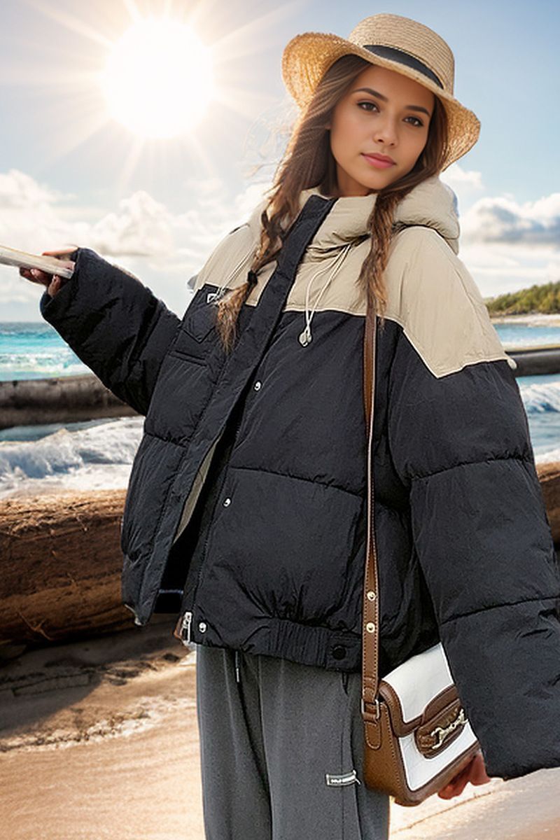 2024 nuovi vestiti invernali corti da donna con cappuccio e cappuccio, moda studentesca, giacca di cotone larga, cappotto, commercio estero_voghion.com