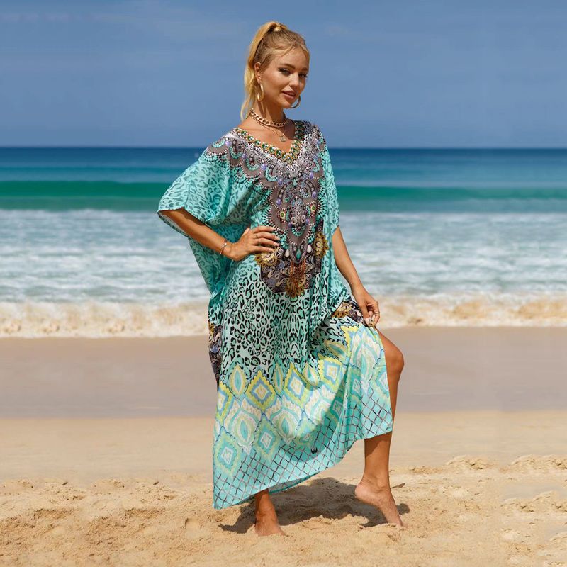 Bohemian Beach Cover-Up Kleid – Leichte und atmungsaktive Tunika aus 99 % Baumwolle für Damen, übergroßes, fließendes Sommerkleid, perfekt für den Pool_voghion.com