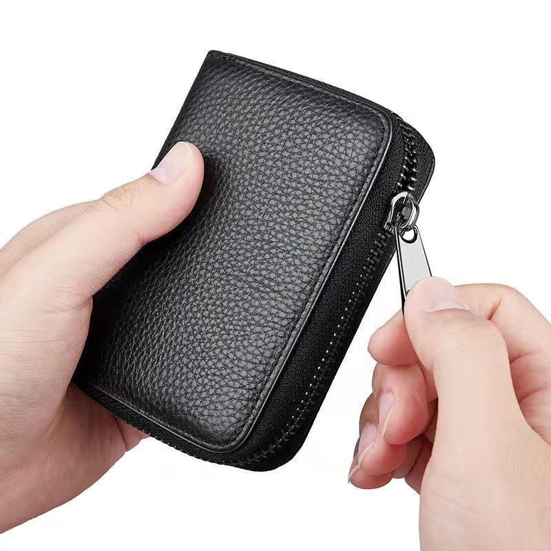 Portatarjetas con 20 retenes, funda para tarjetero de PU para negocios, Banco de crédito, tarjeta de identificación, bolsa para monedas, carteras antidesmagnetización_voghion.com