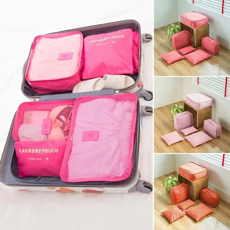 6pcs Travel Bags Suitcase Packing Set Storage Cases Portable Lage Clothes Shoe Foldable Organizer_voghion.com