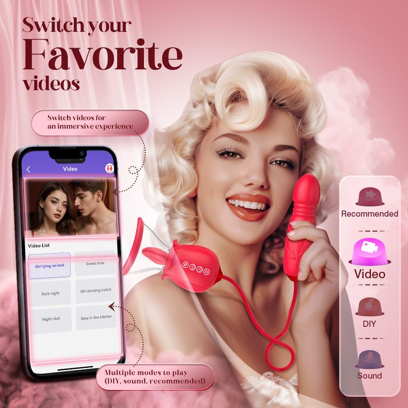 APP Rose Tongue Licking Giocattoli per adulti Preliminari Vibrante Massaggio Stick Coppia Multi-frequenza Giocattoli sessuali_voghion.com