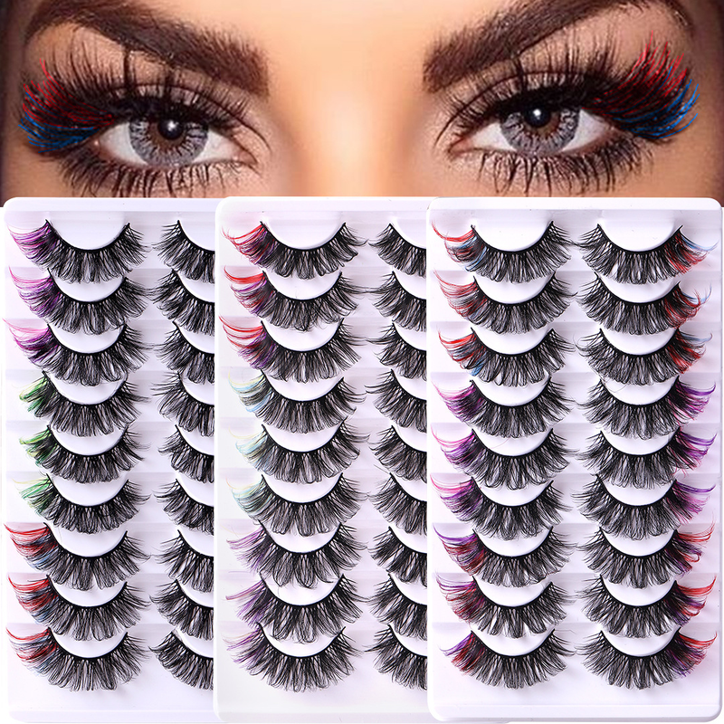 Barbe Colorful Eyelashes Russian Eyelashes Curl Naturally Thick Seven Pairs of Colored Eyelash_voghion.com